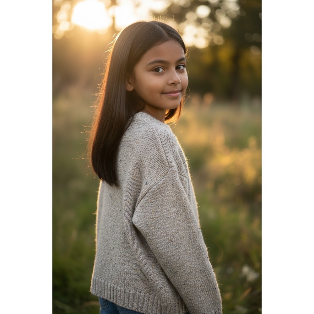 Arket Sweater Kids 6-8Y Beige Excellent Speckled Wool Alpaca Knit Pullover